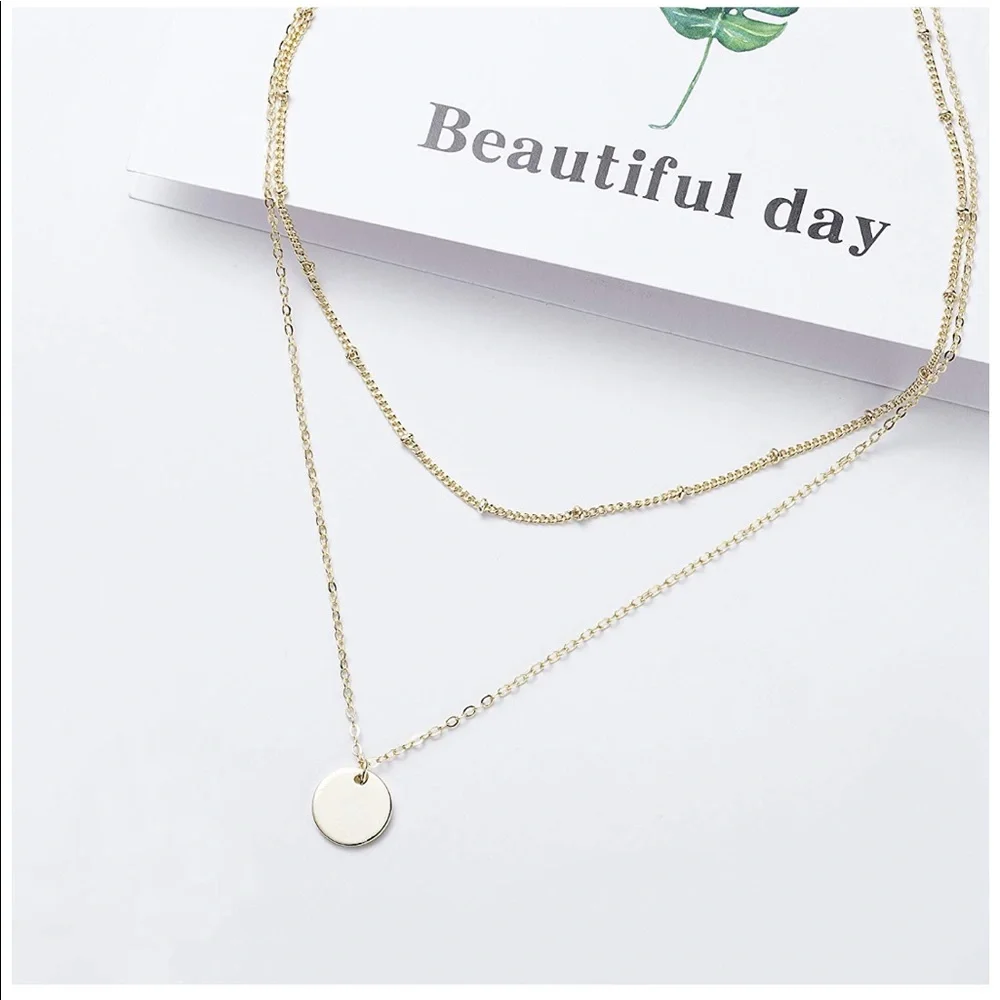 14k Dainty Layered Pendant Necklace